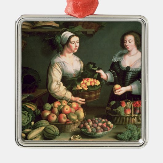 Der Obst- und GemüseVerkäufer Silbernes Ornament (Vorne)
