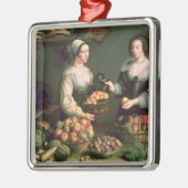 Der Obst- und GemüseVerkäufer Silbernes Ornament (Links)