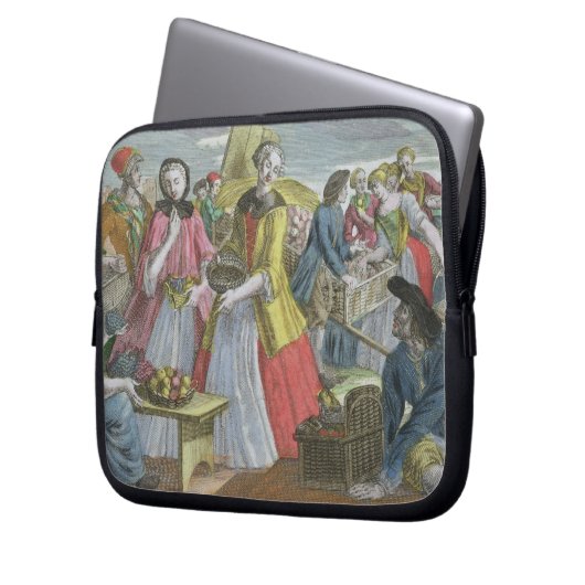 Der Obstmarkt (farbiger Stich) Laptopschutzhülle (Vorderseite Links)