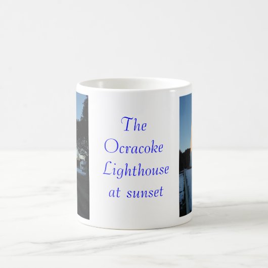 Der Ocracoke Leuchtturm am Sonnenuntergang Kaffeetasse (Mittel)