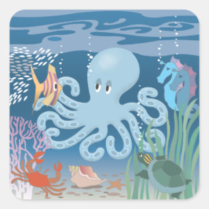 Der Octopus-Aufkleber Quadratischer Aufkleber