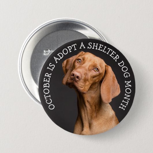 Der Oktober Adoptiere einen Hundehund Button (Vorne & Hinten)