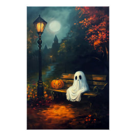 Der Oktober-Kompanion | Spooky Ghost & Pumpkin Poster
