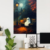 Der Oktober-Kompanion | Spooky Ghost & Pumpkin Poster (Heimbüro)