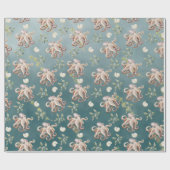 Der Oktopus unter einem Papier, das die grüne See Geschenkpapier (Flach)