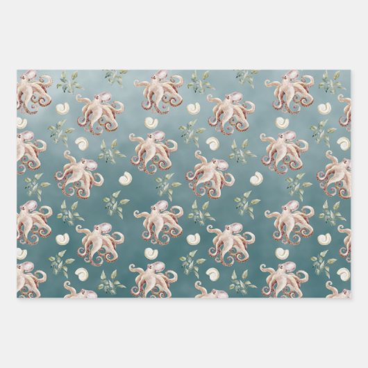 Der Oktopus unter einem tiefen Grünen Meer Geschenkpapier Set (Vorderseite 2)