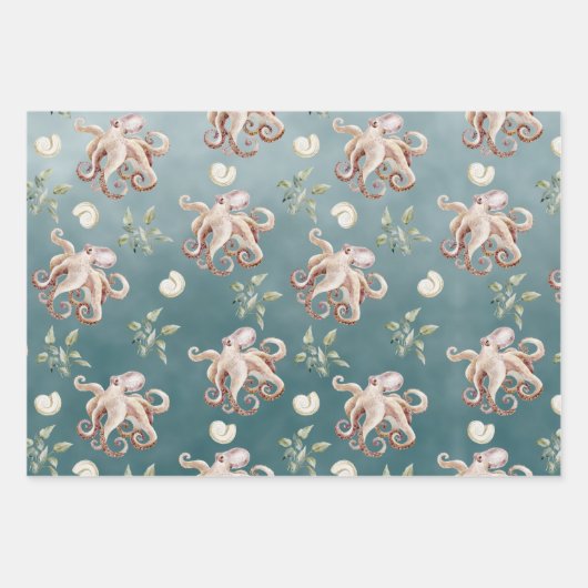Der Oktopus unter einem tiefen Grünen Meer Geschenkpapier Set (Vorderseite)