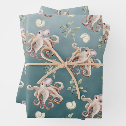 Der Oktopus unter einem tiefen Grünen Meer Geschenkpapier Set (Beispiel)