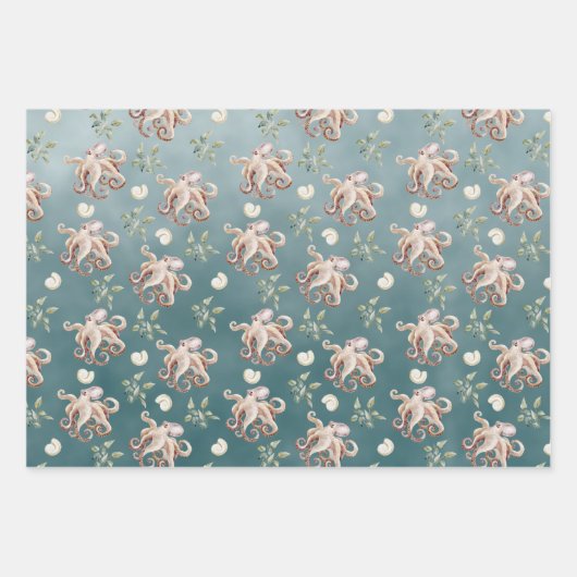 Der Oktopus unter einem tiefen Grünen Meer Geschenkpapier Set (Vorderseite 3)