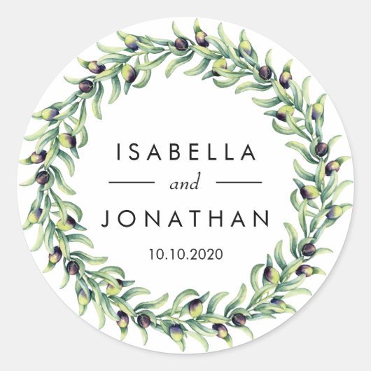 Der Olivenhain | Rustikale Hochzeit Custom Runder Aufkleber (Vorderseite)