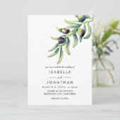 Der Olivenhain | Wasserfarbene rustikale Hochzeit Einladung (Stehend Vorderseite)