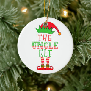 Der Onkel-Elf-Weihnachts-Familien-Pyjama Keramik Ornament