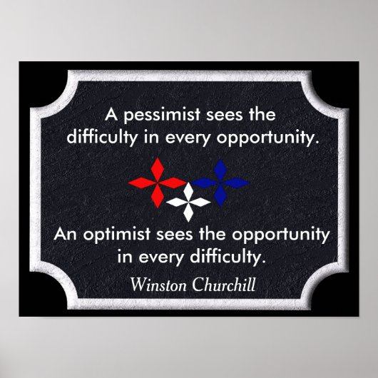 Der Optimist - Zitat von Winston Churchill - druck Poster (Vorne)