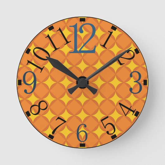 Der Orange 70er Jahre-Stilkreis Runde Wanduhr (Vorderseite)