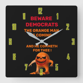 DER ORANGE QUADRATISCHE WANDUHR