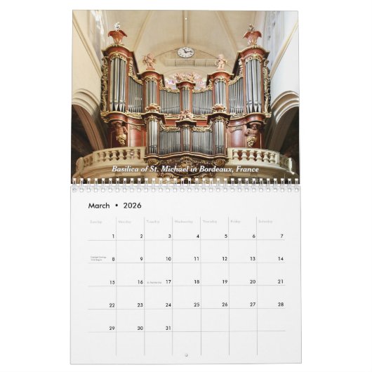 Der Orgelkalender – Wunderschöne Orgeln in einem Kalender (Mär 2026)