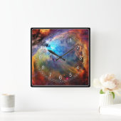 Der Orion-Nebel Quadratische Wanduhr (Zuhause)