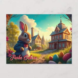 Der Osterhase auf einer geheimen Mission Feiertagspostkarte