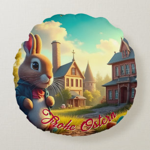 Der Osterhase auf einer geheimen Mission Rundes Kissen