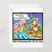 Der Osterhase ist ein Holzfäller. Feiertagspostkarte (Vorne/Hinten)