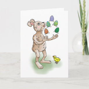 Der Osterhase jongliert mit den Ostereiern Einladung