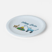 Der Osterhase sammelt Ostereier Pappteller (Schrägansicht)