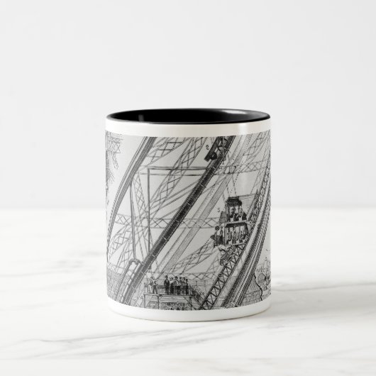 Der Otis-Aufzug im Eiffelturm Zweifarbige Tasse (Mittel)