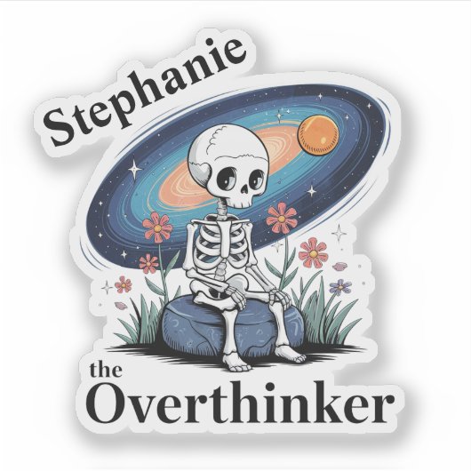 Der Overthinker Skeleton Galaxy Individuelle Name  Aufkleber (Vorderseite)