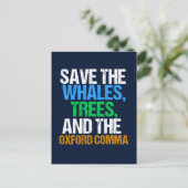 Der Oxford Comma Funny gerettet Postkarte (Stehend Vorderseite)