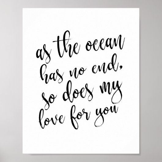 Der Ozean hat kein Ende Strand Hochzeit 8x10 Zeich Poster (Vorne)