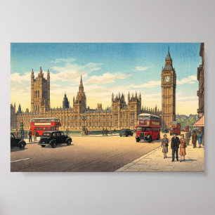 Der Palace of Westminster Japanischer Holzschnitt Poster