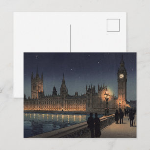 Der Palace of Westminster Japanischer Holzschnitt Postkarte