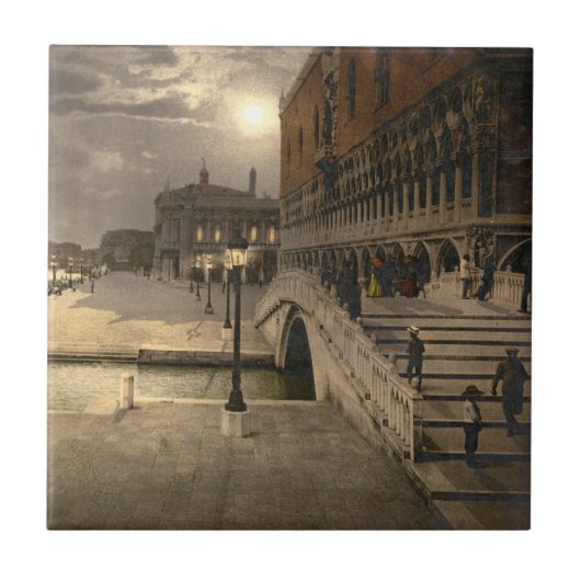 Der Palast des Doges durch Mondschein, Venedig, Fliese (Vorderseite)
