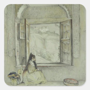 Der Palast des Generalife, aus der Casa de Cha Quadratischer Aufkleber