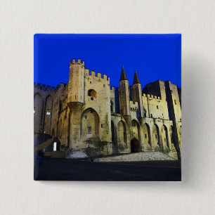 Der Palast des Papstes in Avignon bei Sonnenunterg Button