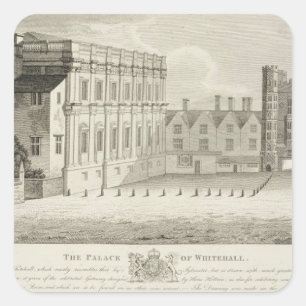Der Palast von Whitehall, von einem Zeichnen im Quadratischer Aufkleber