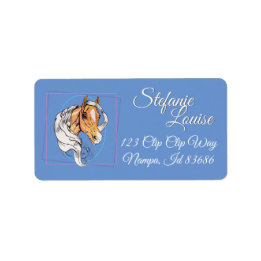 Der Palomino (blau) Adressaufkleber