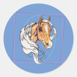 Der Palomino (blau) Runder Aufkleber