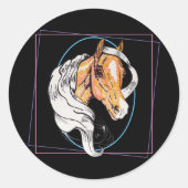 Der Palomino (blau) Runder Aufkleber (Vorderseite)