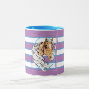 Der Palomino (blaue, schwarze und weiße Streifen) Tasse