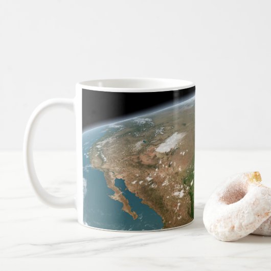 Der Panoramaplanet Erde und die USA. Kaffeetasse (Mit Donut)