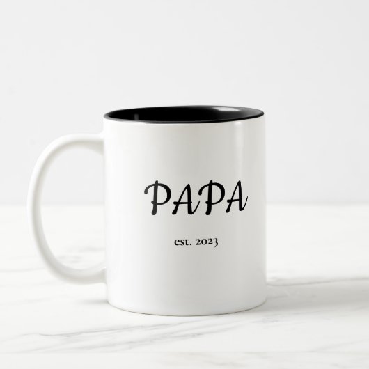 Der Papa Est des modernen Vaters. Datum mit Kinder Zweifarbige Tasse (Links)