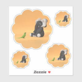 Der Papagei trifft auf einen gefüllten Elefantenau Aufkleber