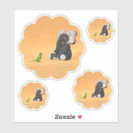 Der Papagei trifft auf einen gefüllten Elefantenau Aufkleber