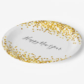 Der PapierTeller des Goldconfetti-neuen Jahres (Schrägansicht)