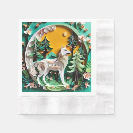 Der Papierwolf ist sehr detailliert und realistisc Serviette (Vorderseite)