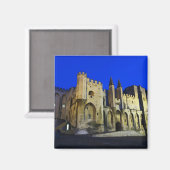 Der Papstpalast in Avignon bei Sonnenuntergang. Ge Magnet (Vorderseite/Rückseite)