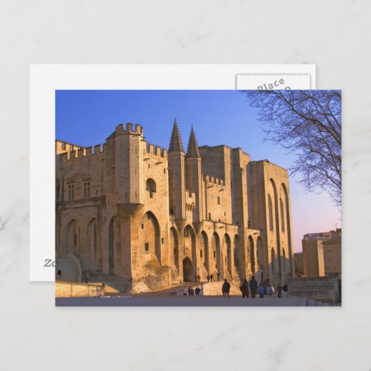 Der Papstpalast in Avignon mit Menschen Postkarte (Vorne/Hinten)
