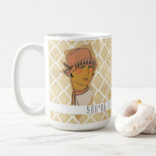 Der Pariser Flapper in Gold Champagne Art Deco Kaffeetasse