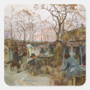 Der Pariser Vogel-Markt Quadratischer Aufkleber